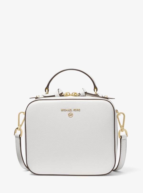 Damske Crossbody Kabelka Michael Kors Jet Set Medium Pebbled Leather Biele - Kabelky Michael Kors Vypredaj | XZQJL-5016